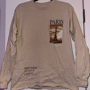Fashion Nova Beige Paris Graphic Long Sleeve Tee